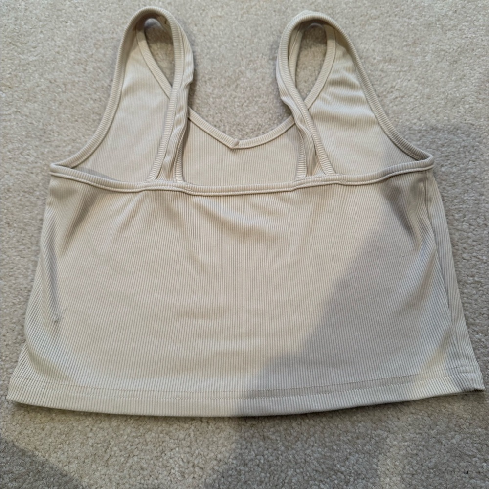 Women's Cream Ribbed Tank Top - Picture 2 of 4